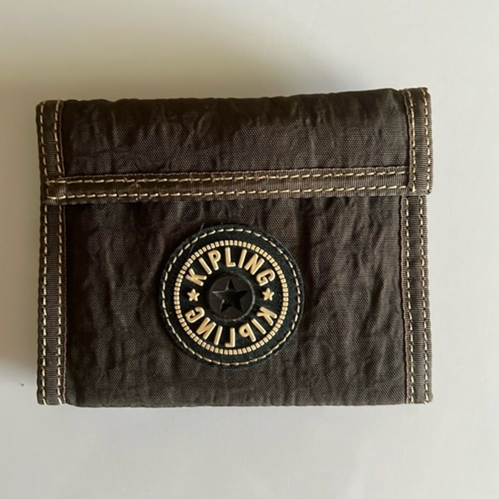 Kipling Dark Brown Wallet with Logo Patch
